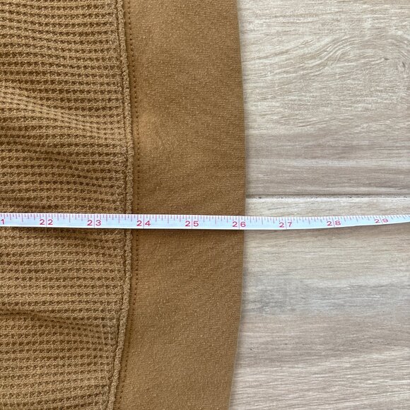 Aerie Cozy Waffle Hoodie Women's Large Tree Line Brown Oversized Boxy Winter - Picture 7 of 8